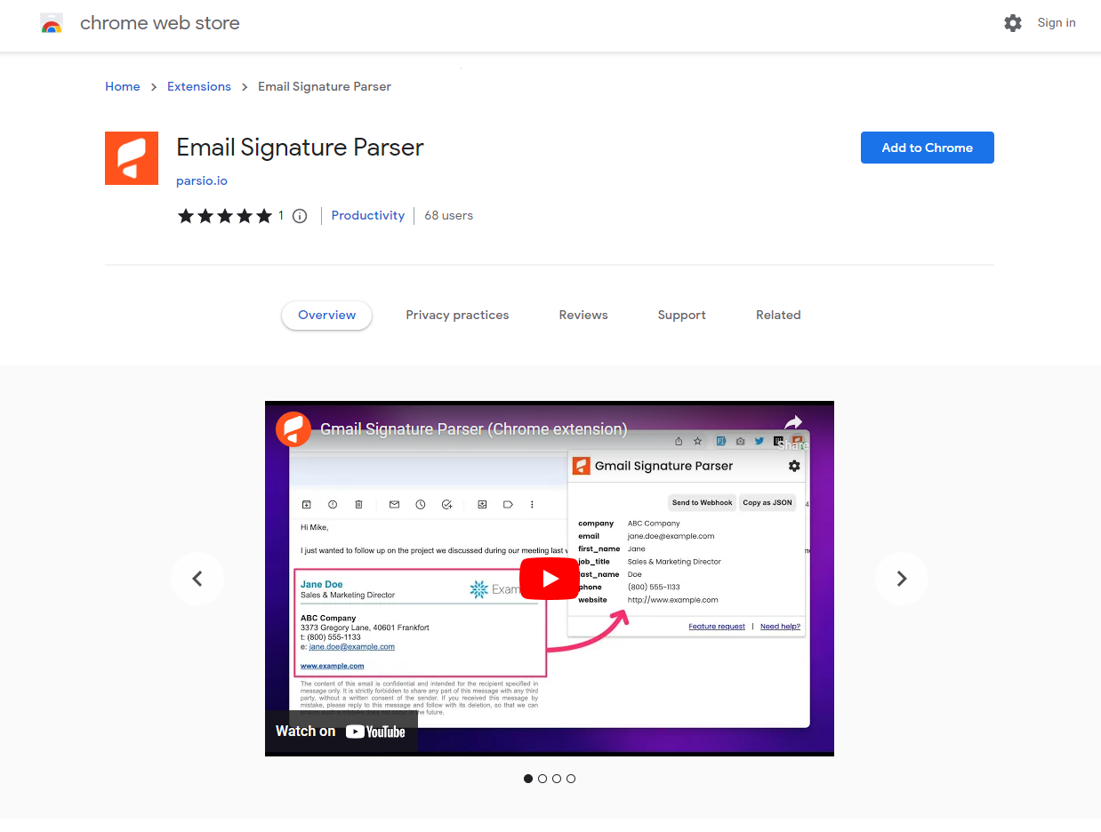 https://chrome.google.com/webstore/detail/email-signature-parser/ppfaojnpnmfpdmhiefkljpbceaplogkn