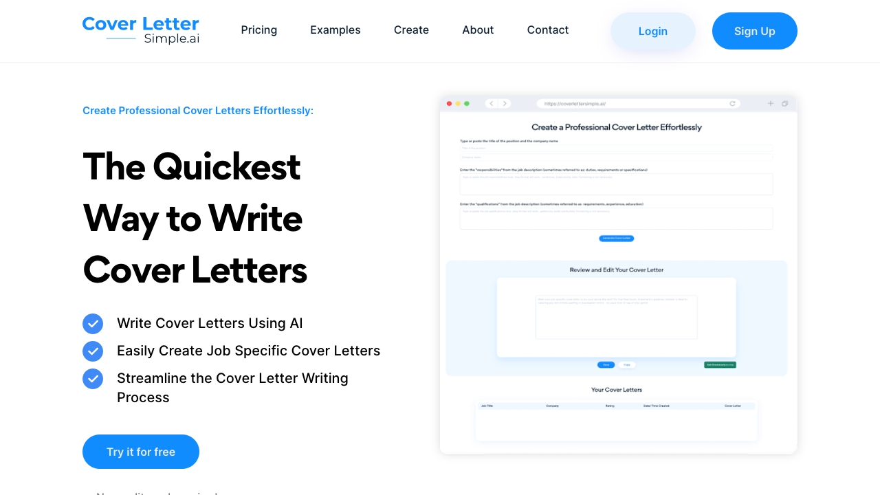 https://coverlettersimple.ai