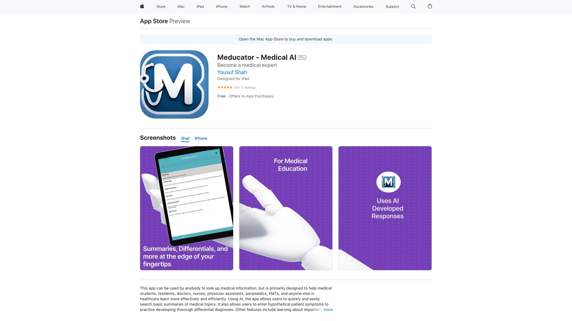 https://apps.apple.com/us/app/meducator-medical-ai/id1659157660